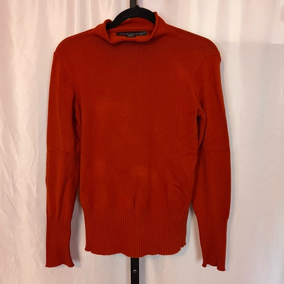 French Connection Reddish Orange Mock Neck Long Sleeve Sweater, size Medium - Picture 1 of 8